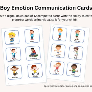 Emoties en gevoelens communicatiekaarten digitale download (bewerkbaar)
