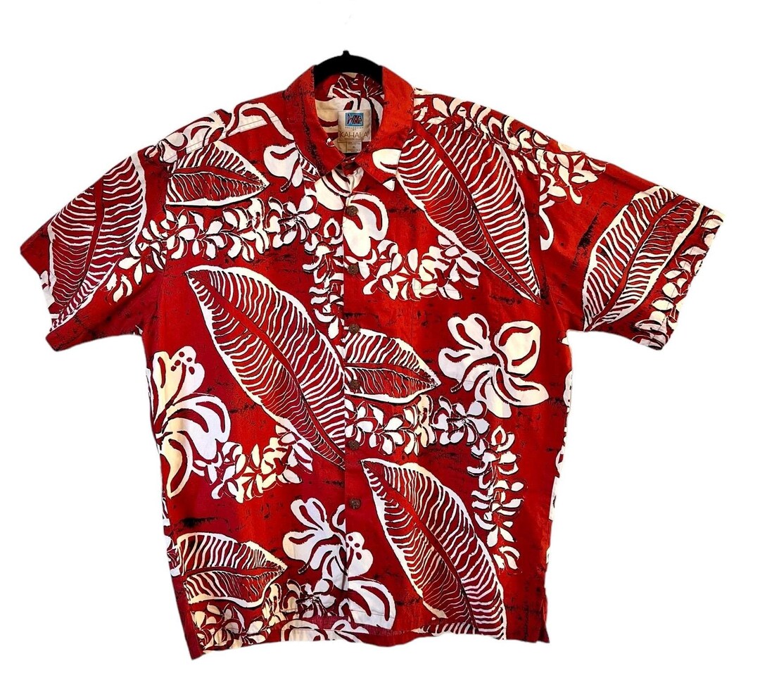 Men’s Vintage Hawaiian Aloha Shirt by Kahala, AVI Collection, Short ...