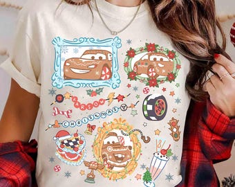 Lightning McQueen Mater Sally Doc Hudson Cars Lebkuchen Disney Weihnachtshemd, Mickey's Merry Christmas Party, Cars Familienurlaub