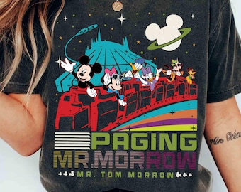 Camiseta vintage de Mickey y sus amigos de Paging Mr Morrow, camiseta Tomorrowland de Disney Space Mountain, viaje familiar Peoplemover de Magic Kingdom