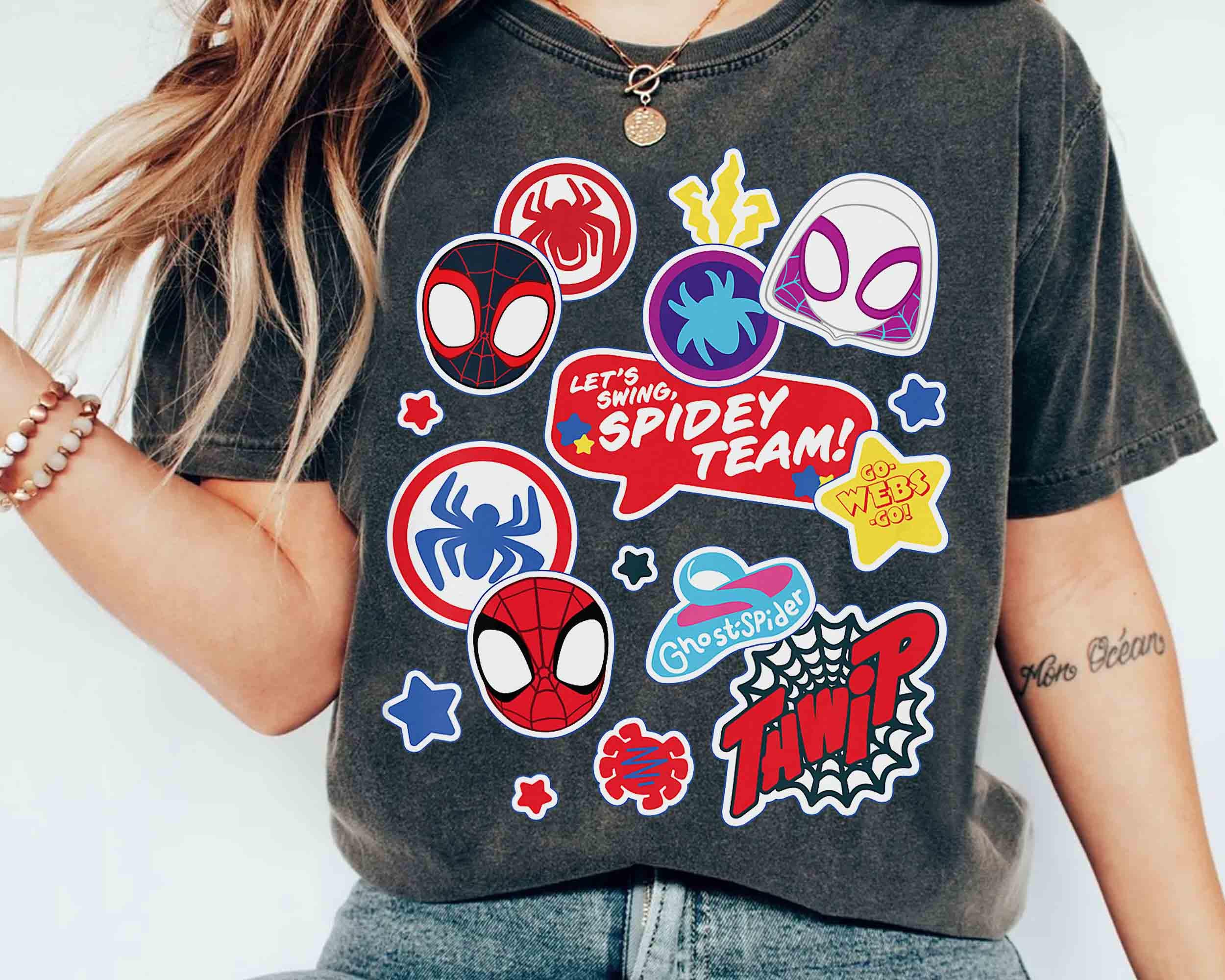 Camiseta Marvel Spidey Para Hombre - Blanco, Talla 4XL/Extra Grande, Estampado Oficial