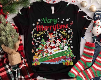 Mickey & Friends Very Merrytime Cruises Christmas 2026 T-shirt, Disney Cruise Line Xmas Light Tee, familiecruise vakantiereis, Wish Dream