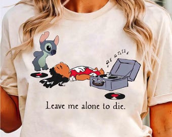 Divertida camiseta gris vintage "Déjame en paz" de Lilo y Stitch, camiseta Aloha Ohana de Disney Lilo y Stitch, viaje familiar a Disneyland 2026