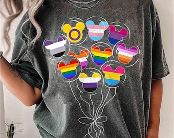 Mickey Balloons Rainbow T-shirt, Disney LGBT Rainbow Pride Month 2026 Tee, Human Rights, Gay Lesbian Support Shirt, Disney Pride Family Trip