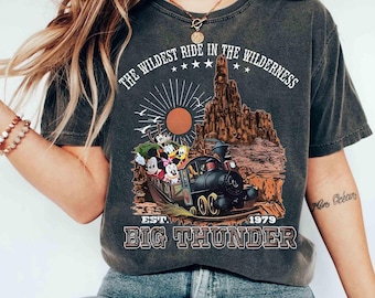 Koszulka Disney Mickey And Friends Big Thunder Mountain Railroad, Koszulka The Wildest Ride In The Wilderness, Prezent na rodzinną wycieczkę świąteczną do Disneylandu
