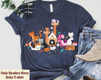 Disney Cats Character Group Kitten Friends T-shirt, Marie Toulouse Berlioz Figaro Cheshire Tee, Magic Kingdom Disneyland Family Holiday Gift