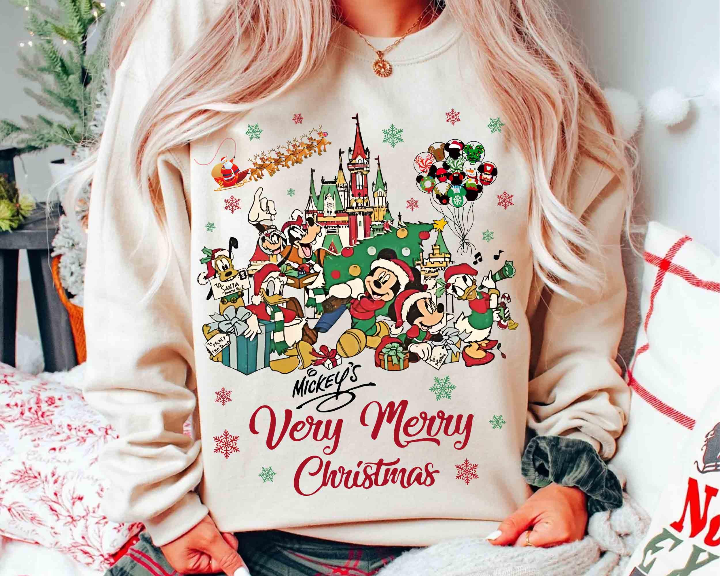 Mickey's Very Merry Christmas Party Family Matching T-Shirt, Disney Santa Mickey And Minnie Xmas Tee, Disneyland Vacation Holiday Gift