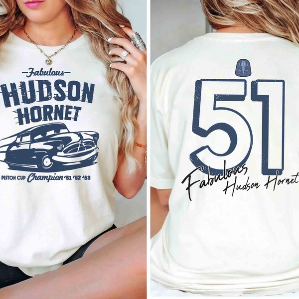 Two-Sided Disney and Pixar’s Cars Hudson Hornet Piston Cup Champion T-Shirt, Cars Land Tee, WDW Disneyland Family Vacation Holiday Gift