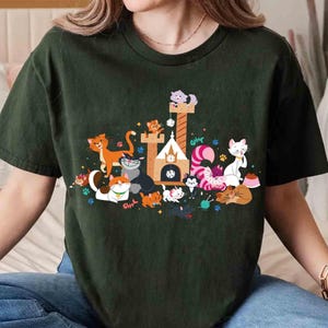 Disney Cats-karaktärsgrupp Kattunge vänner T-shirt, Marie Toulouse Berlioz Figaro Cheshire T-shirt, Magic Kingdom Disneyland familjepresent bild 4