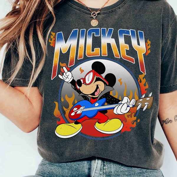 Vintage Micky Maus Metal Rock T-Shirt, Disney Micky Rock n Roll Passendes T-Shirt, Disneyland Magic Kingdom Familienurlaub 2024 Reise