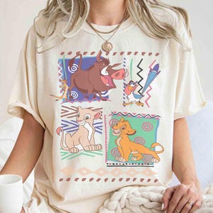 Disney Retro 90s Style Group Lion King Hakuna Matata Characters T-shirt, Simba Timon Pumbaa Tee, WDW Magic Kingdom Disneyland Family Gift