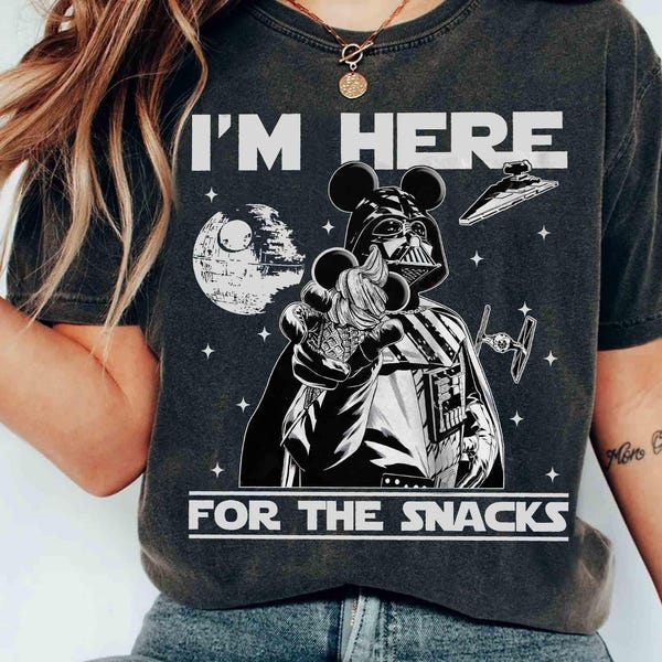 Funny Star Wars Darth Vader Custom Mickey Ears I'm Here For The Snack Shirt, Galaxy's Edge Hollywood Studios Disneyland Family Vacation Gift