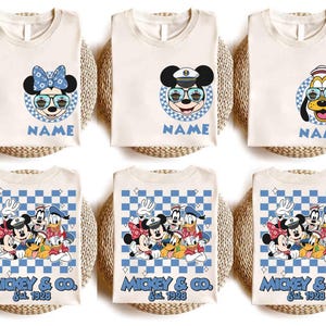 Retro Mickey & Friends Disney Cruise Line Checkered Shirts, Disney Family Cruise Line Vacation 2025 Squad, Disney Wish Dream Wonder Fantasy