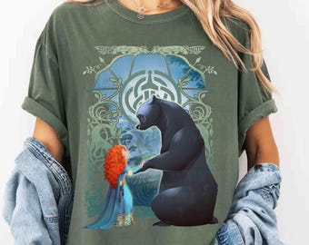 Disney Pixar Brave Merida en Bear profielportret shirts, Brave Merida Princess T-shirt, WDW Magic Kingdom Family 2026 Trip-shirt