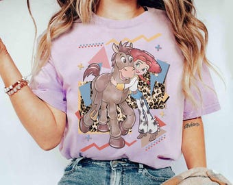 Retro 90s Watercolor Jessie And Bullseye Shirt, Disney Pixar Toy Story Cowgirl Tee, Western Country Shirt, Disneyland Girl Trip Tee