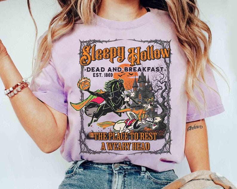 Comfort Colors The Headless Horseman Shirt, Disney Halloween Sleepy Hollow Dead And Breakfast Tee, Disneyland Halloween Party 2026 Gifts image 3