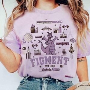 Disney Epcot Center Figment Shirt, Purple Dragon Figment Tee, Womens Walt Disney World Tee, Experimental Prototype Community Of Tomorrow