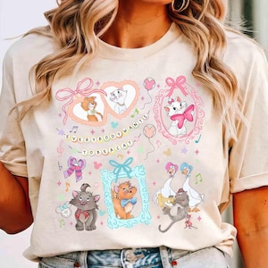 Coquette Bows Watercolor Disney The Aristocats Shirt, Disney Cat Lover, Marie Toulouse Berlioz Shirt, Everybody Wants To Be A Cat Tee