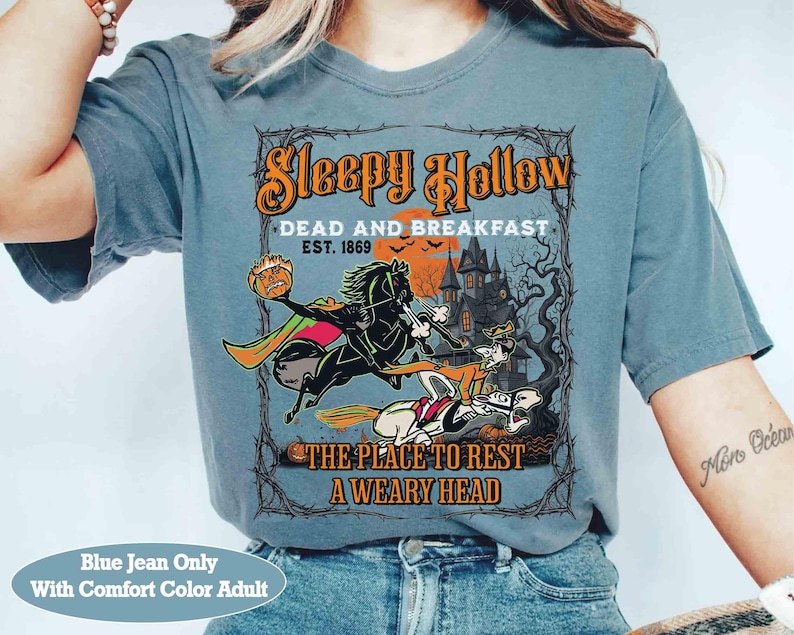 Comfort Colors The Headless Horseman Shirt, Disney Halloween Sleepy Hollow Dead And Breakfast Tee, Disneyland Halloween Party 2026 Gifts image 2