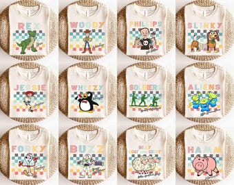 Retro Disney All Characters Matching Shirt, Disney Pixar Toy Story Group Tee, Buzz Woody Jessie Slinky Aliens Rex, Disneyland Family Trip