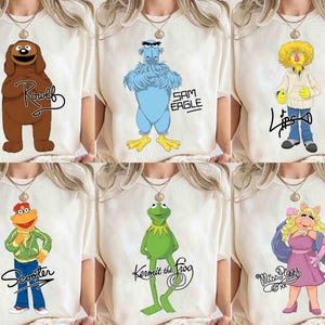 Vintage Disney Muppets T-Shirt mit allen Charakteren, Kermit, Miss Piggy, Gonzo und den Tieren, Retro-Muppets-Show-Shirt, Disneyland-Familienausflug-Shirt