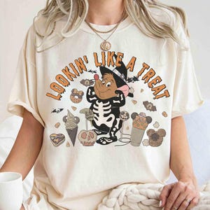 ガスガスマウスの骸骨がお菓子みたいなハロウィンスナックTシャツ、シンデレラのハロウィンTシャツ、ディズニーミッキーはそんなに怖くない、ディズニーランド旅行
