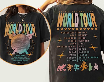 Epcot World Tour Mickey & Friends Shirt, Epcot Drink Around The World Tee, Disney Group Trip, Epcot Disney World Tee, Disneyland Family Trip