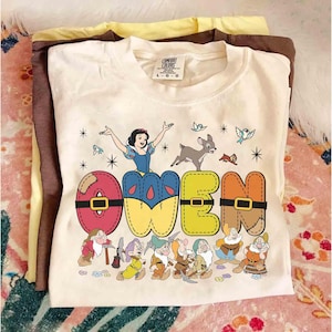 Custom Name Snow White and the Seven Dwarfs Characters Matching Shirt, Personalized Disney Grumpy Happy Doc Tee, Disneyland Family Birthday