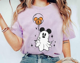 Camiseta de Halloween fofa do Mickey Mouse com balão de abóbora, camiseta "Boo to You" de Halloween, festa de família combinando na Disneylândia, viagem à Disney em 2025
