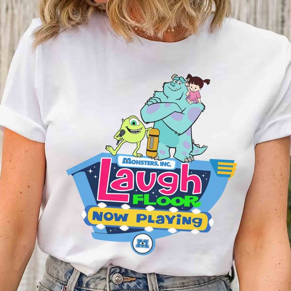 Disney Pixar Monsters Inc The Laugh Floor Comedy Club T-shirt, Monsters University Mike Sulley Boo Tee, Disneyland Family  2024 Trip