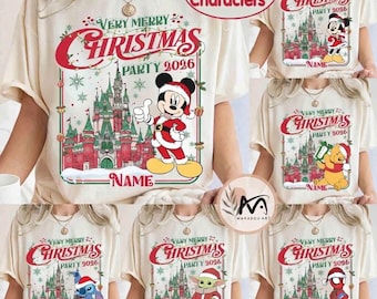 Retro Customize Disney All Characters Christmas shirt, Mickey's Very Merry Christmas Party 2026 Tee, Disneyland Holiday Xmas Family Gifts