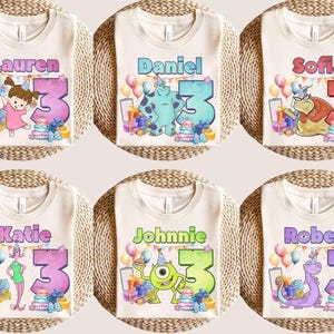 Personalized Name Age Monsters University Balloon Shirt, Custom Disney Pixar Mike Sulley Boo Birthday Present Gift, Disneyland Family Trip