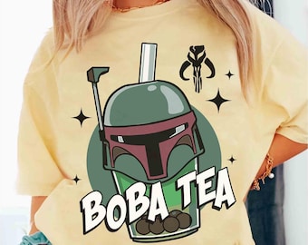Funny Boba Fett Bubble Tea Shirt, Star Wars Bounty Hunter Tee, Galaxy's Edge Hollywood Studios Disneyland Family Vacation Holiday Gift