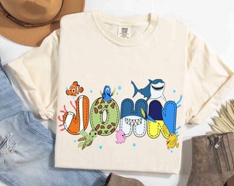 Custom Name Finding Nemo Characters Matching T-shirt, Personalized Disney Nemo Dory Crush Squirt  Tee, Disneyland Family Holiday Trip Gift