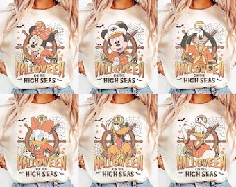 Retro Disney Mickey & Friends Halloween auf hoher See T-Shirt, Familien-Halloween-Kreuzfahrt-Reise-Party, Disney-Wunsch-Fantasie-Magie, die zusammenpasst