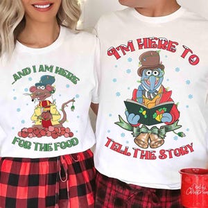 レトロなディズニーのゴンゾとネズミのリッツォのマペットのクリスマスキャロルシャツ、私は物語を語るためにここにいる、そして私は食べ物のためにここにいる、ディズニーランド旅行