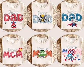 Disney Avengers Super Dad Mom Shirt, Superhero Dada Mama New Mom Dad Matching Tee, Disneyland Family Trip, Mother's Day, Mom Dad Birthday