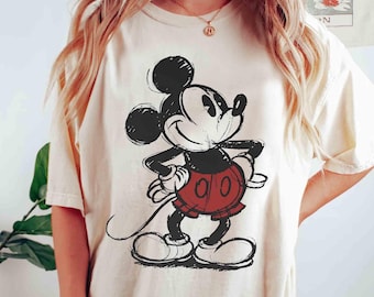 Cute Disney Mickey Mouse Pose Classic Sketch Shirt, Walt Disney Wrold Family Matching Tee, Disney Crew Squad Shirt, Disneyland 2026 Gifts