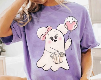 Comfort Colors® Cute Minnie Mouse Ghost With Balloon Halloween Shirt, Minnie Boo Too You Tee, Spooky Season Family Trip, Family 2026 Gift