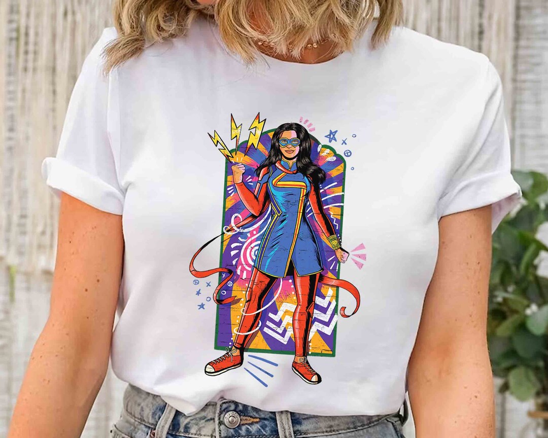 Marvel Ms. Marvel Kamala Khan Mural Art Portrait Sketch Shirt, MCU Fans ...