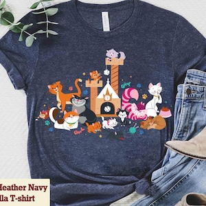 Disney Cats-karaktärsgrupp Kattunge vänner T-shirt, Marie Toulouse Berlioz Figaro Cheshire T-shirt, Magic Kingdom Disneyland familjepresent bild 1