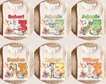 Benutzerdefinierte Toy Story Geburtstags-Shirt, Pixar Buzz Woody Rex Hammer Geburtstag, personalisiertes Alter & Name Shirt, bester Geburtstag aller Zeiten, Kindergeburtstag-T-Shirt