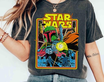 Star Wars Boba Fett Bounty Hunter Seventies Poster Shirt, Galaxy's Edge Hollywood Studios Unisex Comfort Colors® T-shirt Birthday Gift Tee