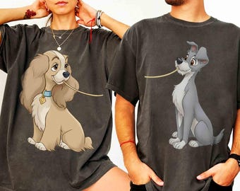 Komfortables Disney Susi und Strolch Spaghetti-Partner-Shirt, Disney Valentinstag 2026 Partner-T-Shirt, Disneyland-Pärchen-Outfits