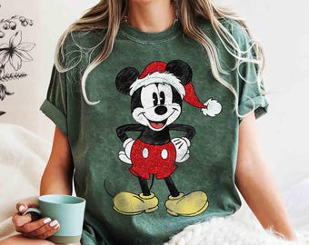 Vintage Disney Santa Mickey Mouse Classic Pose Christmas Shirt, Mickey's Very Merry Xmas Party Sweatshirt, Disneyland Vacation Holiday Gift