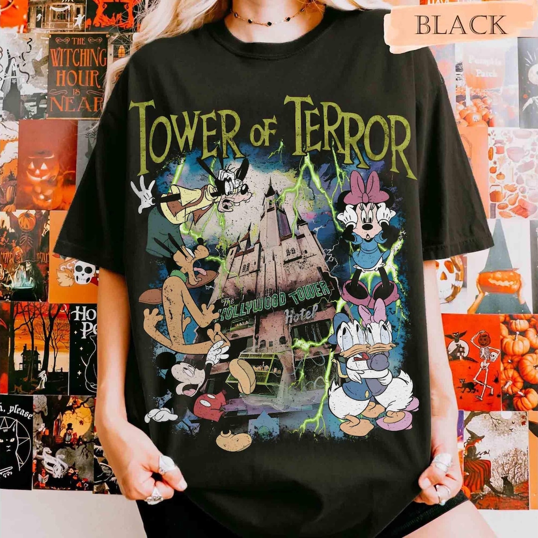 Vintage Retro Disney Tower of Terror Shirt, Mickey & Friends