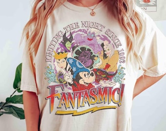 Igniting the Night Since 1992 Mickey Fantasia and Disney Villains T-shirt, Mickey Sorcerer Tee, Fantasmic Show Disneyland Park 2026 Trip