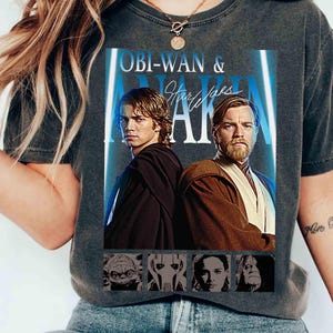 Star Wars Classic Obi-Wan Anakin Skywalker Lightsaber Group Shot Shirt, Galaxy&#39;s Edge Hollywood Studios Unisex Comfort Colors® Birthday Tee