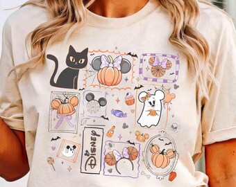 Comfort Colors® Mickey And Minnie Ghost Black Cat Disney Spooky Vibes, Boo To You Tee, Girly Disney Halloween, WDW Family Spooky Season Gift