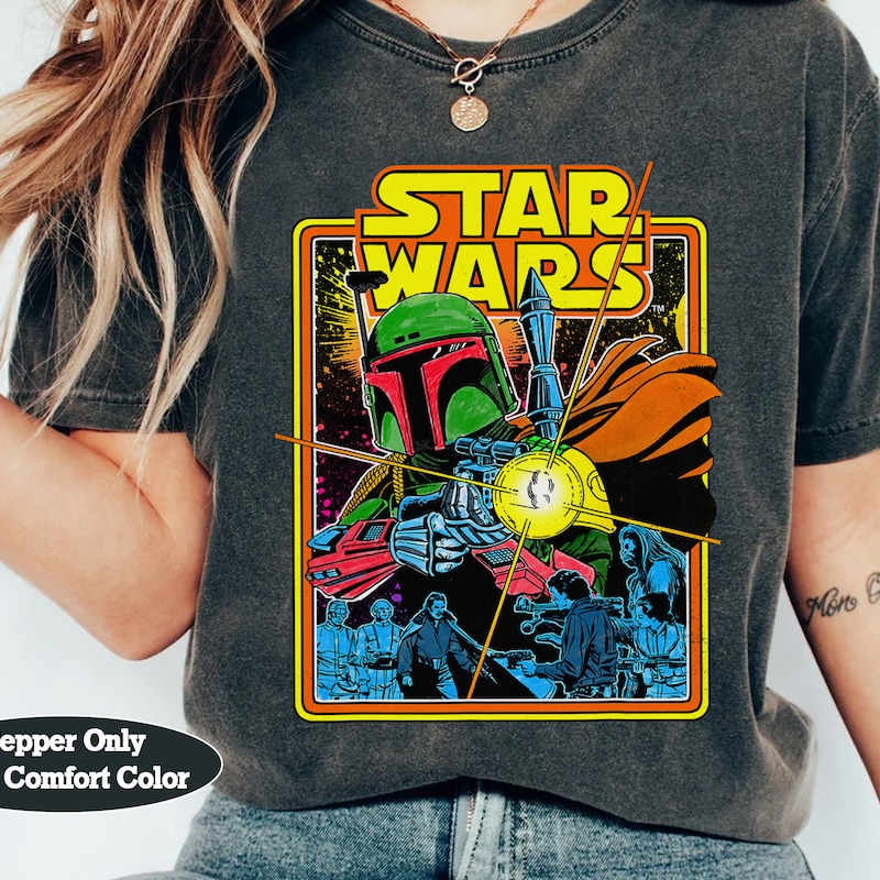 Star Wars Boba Fett Comic Women's T-Shirt, grey, XL